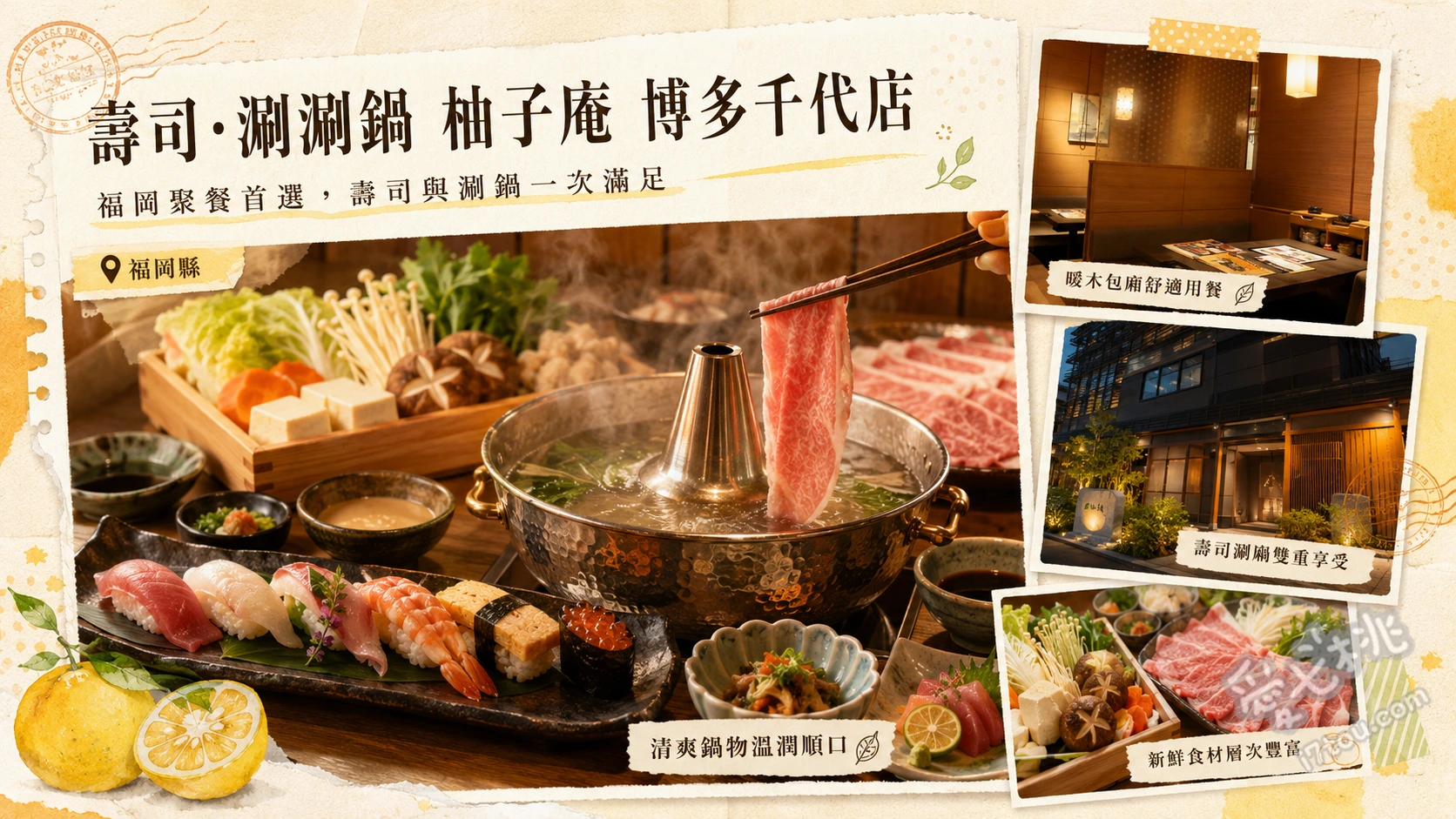 壽司･涮涮鍋 柚子庵 博多千代店｜福岡高CP值吃到飽 嚴選牛涮涮鍋、季節嚴選握壽司、現炸天婦羅與茶碗蒸