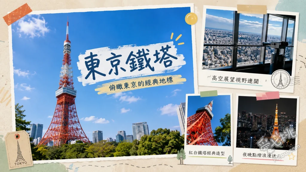 東京鐵塔｜東京必訪浪漫地標，展望台門票與絕美拍照點攻略 Skywalk Window 透明玻璃地板、Top Deck 幾何鏡面萬花筒空間、地下停車場隱藏版樓梯仰望視角