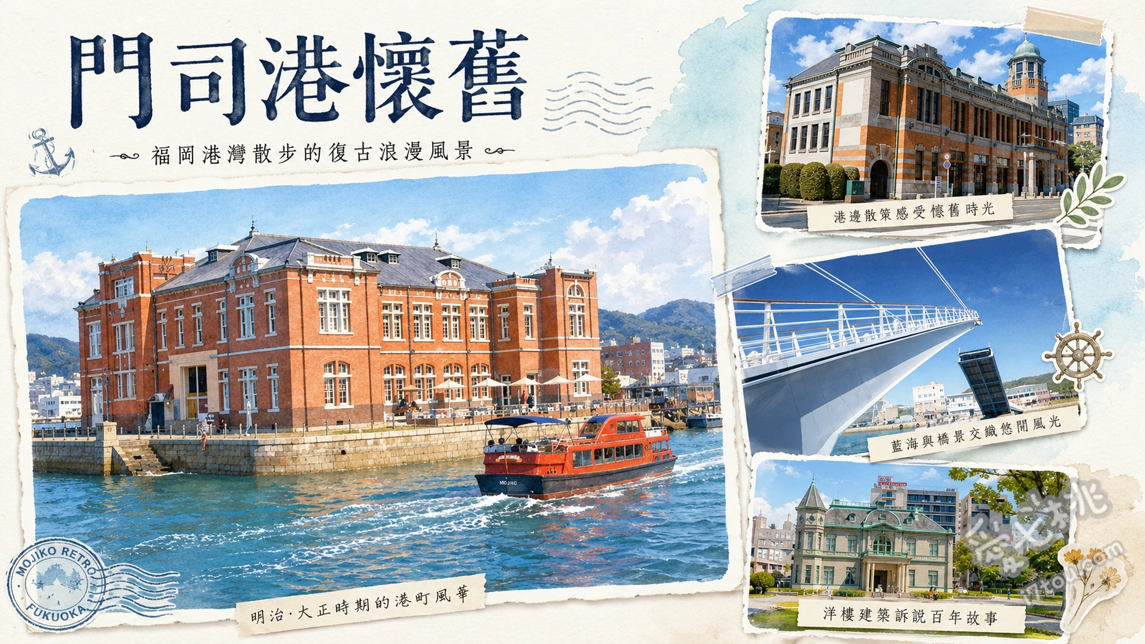 門司港懷舊｜福岡北九州必訪大正浪漫港町與百年車站 門司港車站與百年紅磚建築群、藍翼門司吊橋開橋秀、門司港懷舊展望室俯瞰關門海峽