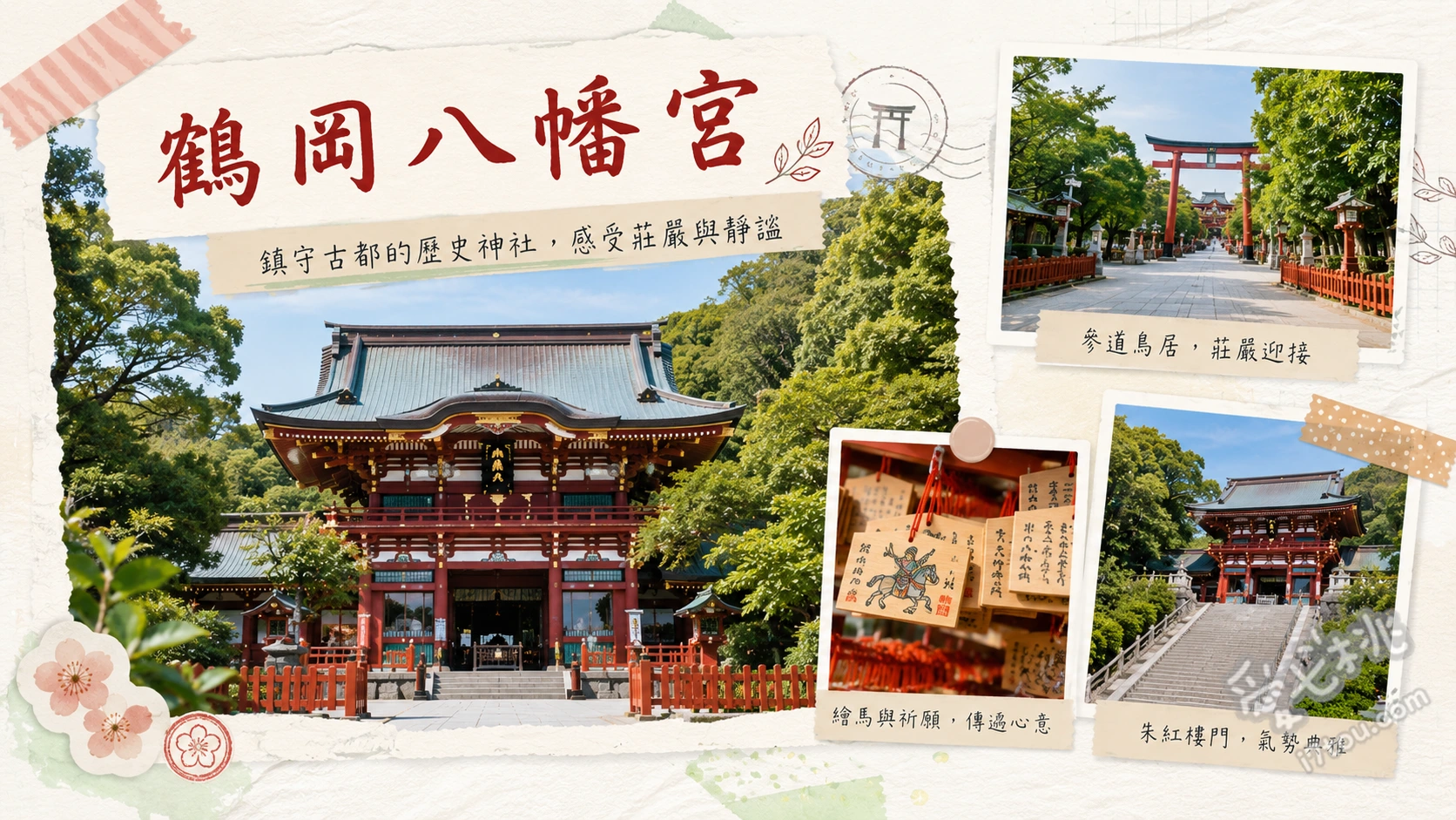 鎌倉必訪景點鶴岡八幡宮|漫步段葛櫻花隧道與武家歷史地標 漫步若宮大路段葛櫻花隧道、登大石階俯瞰鎌倉絕美街景、尋找神使白鴿與收集特色鴿子籤