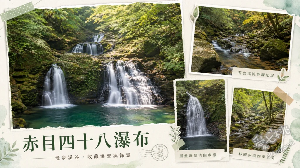 三重秘境景點｜赤目四十八瀑布：絕美溪谷森林浴與忍者修行地 尋訪赤目五瀑 (不動、千手、布曳、荷擔、琵琶瀑布)、赤目瀑布水族館 (觀賞日本大山椒魚)、秋冬限定溪谷點燈活動 (幽玄之竹燈)