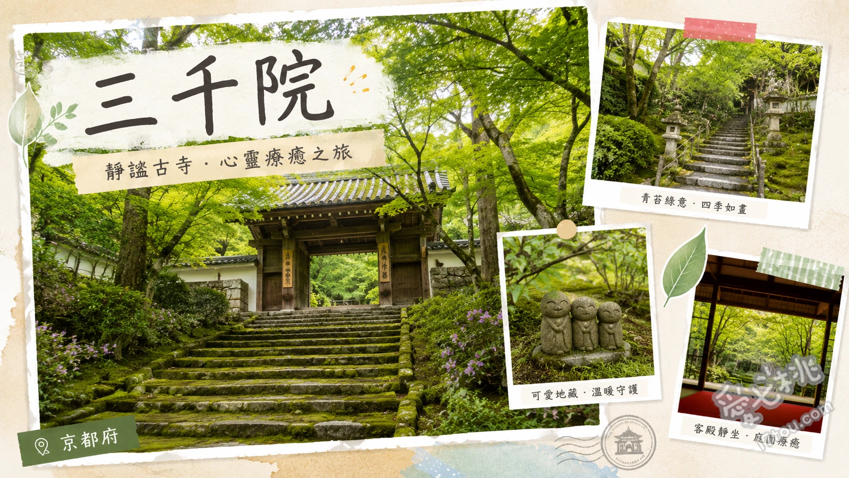京都大原三千院｜絕美青苔庭園與療癒童地藏，賞楓與繡球花必訪 有清園與聚碧園的青苔庭園、尋找隱身青苔間的童地藏、往生極樂院與阿彌陀三尊像