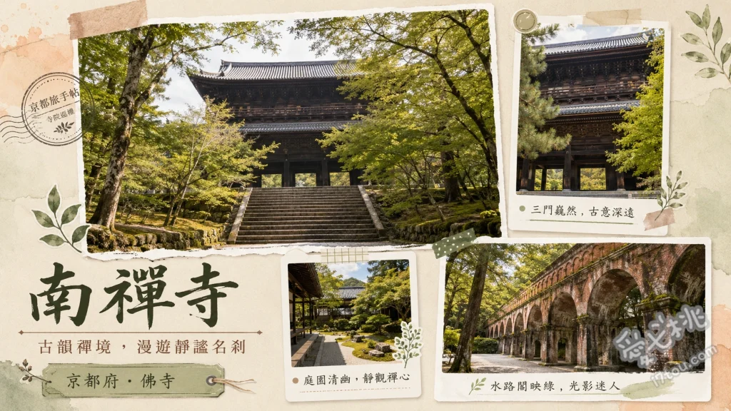 南禪寺 (京都府)｜必訪絕美水路閣與天下龍門，賞櫻賞楓名所推薦 登上「天下龍門」三門俯瞰京都街景、在歐風紅磚建築「水路閣」下拍攝光影美照、靜賞江戶初期代表作「方丈庭園」枯山水