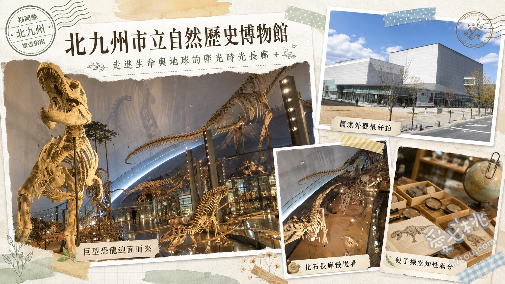 北九州市立自然歷史博物館｜西日本最大級恐龍化石與生命之旅 百公尺恐龍骨骼長廊、太古環境重現劇場、昭和時代復古街景