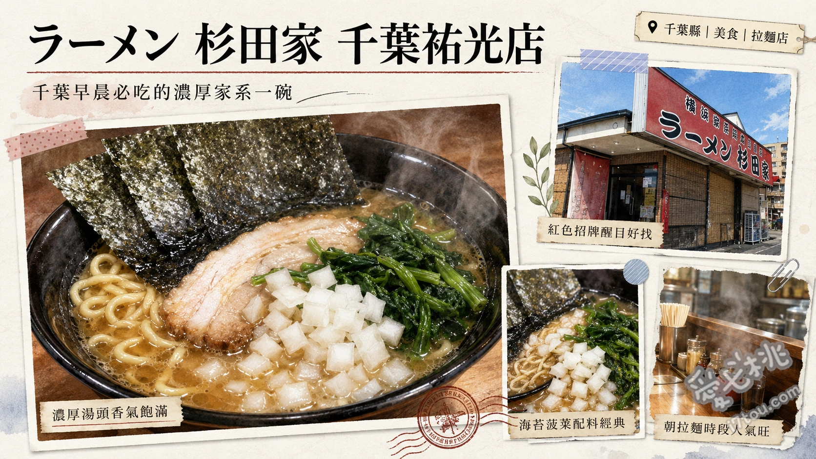杉田家 千葉祐光店｜吉村家直系！千葉必吃家系拉麵 家系拉麵 (濃郁豚骨醬油湯底)、燻製叉燒 (帶有獨特煙燻香氣)、まぶし丼 (招牌碎叉燒飯)