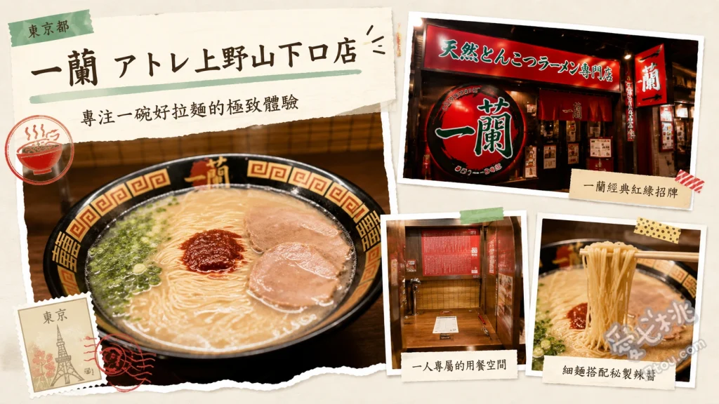 一蘭上野店｜24小時營業必吃豚骨拉麵，點餐攻略與免排隊秘訣 天然豚骨拉麵、半熟鹽味水煮蛋、抹茶杏仁豆腐