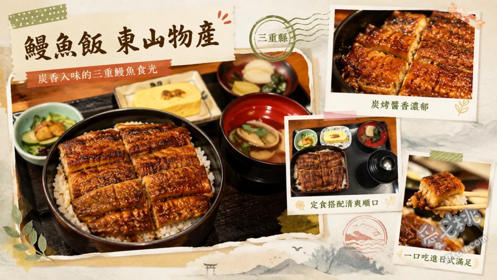 鰻魚飯 東山物産｜三重志摩必吃百年炭烤厚切鰻魚飯名店 極上重 (包含五大塊厚切炭烤鰻魚)、鰻魚定食 (附贈美味的鰻魚玉子燒)、烤鰻肝 (限量供應甘甜濃郁無苦味)