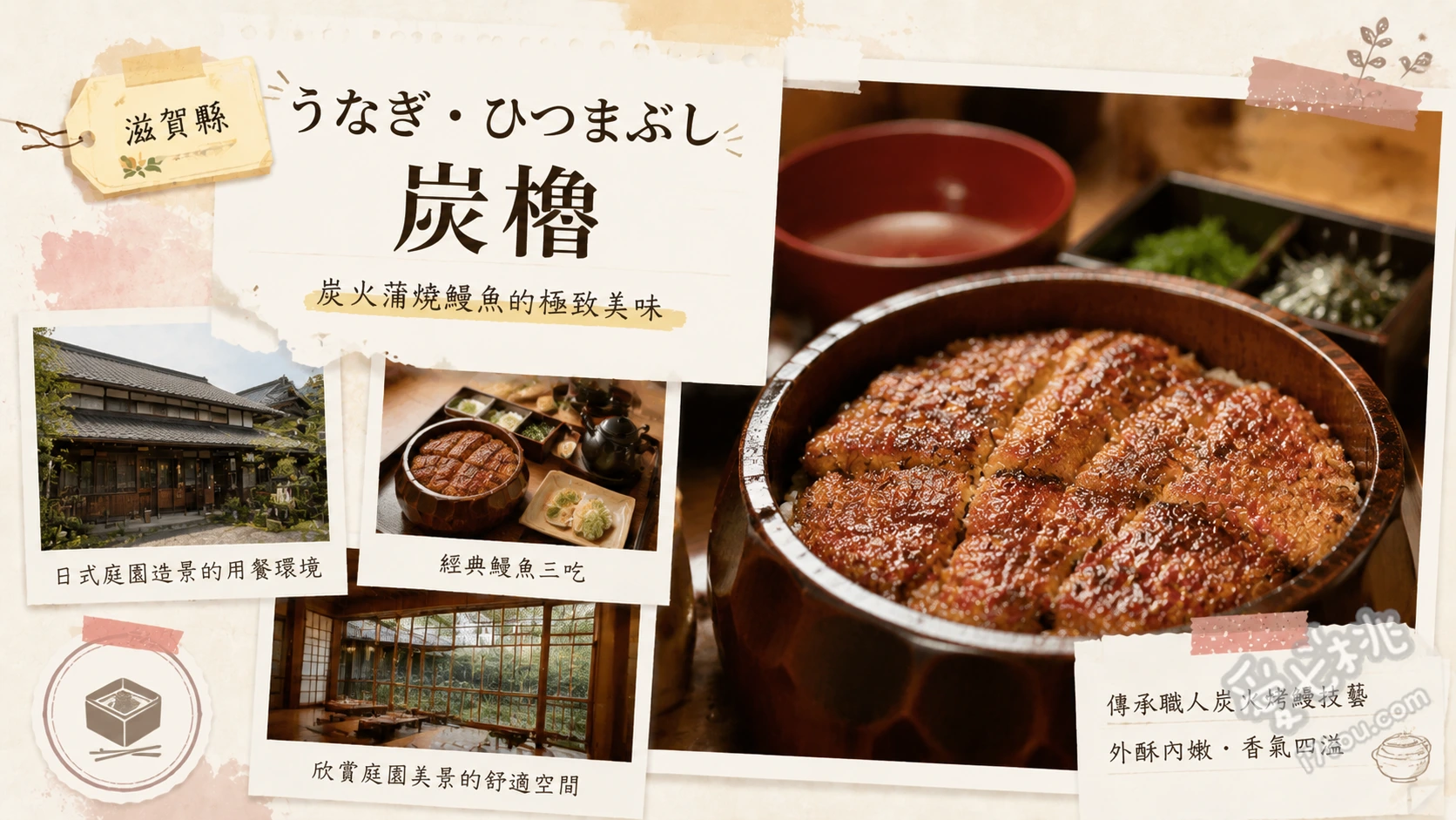 うなぎ・ひつまぶし炭櫓|滋賀近江八幡必吃關西風炭烤鰻魚飯三吃 招牌鰻魚三吃 (ひつまぶし)、炭烤鰻肝 (うな肝)、鰻魚玉子燒 (うまき)