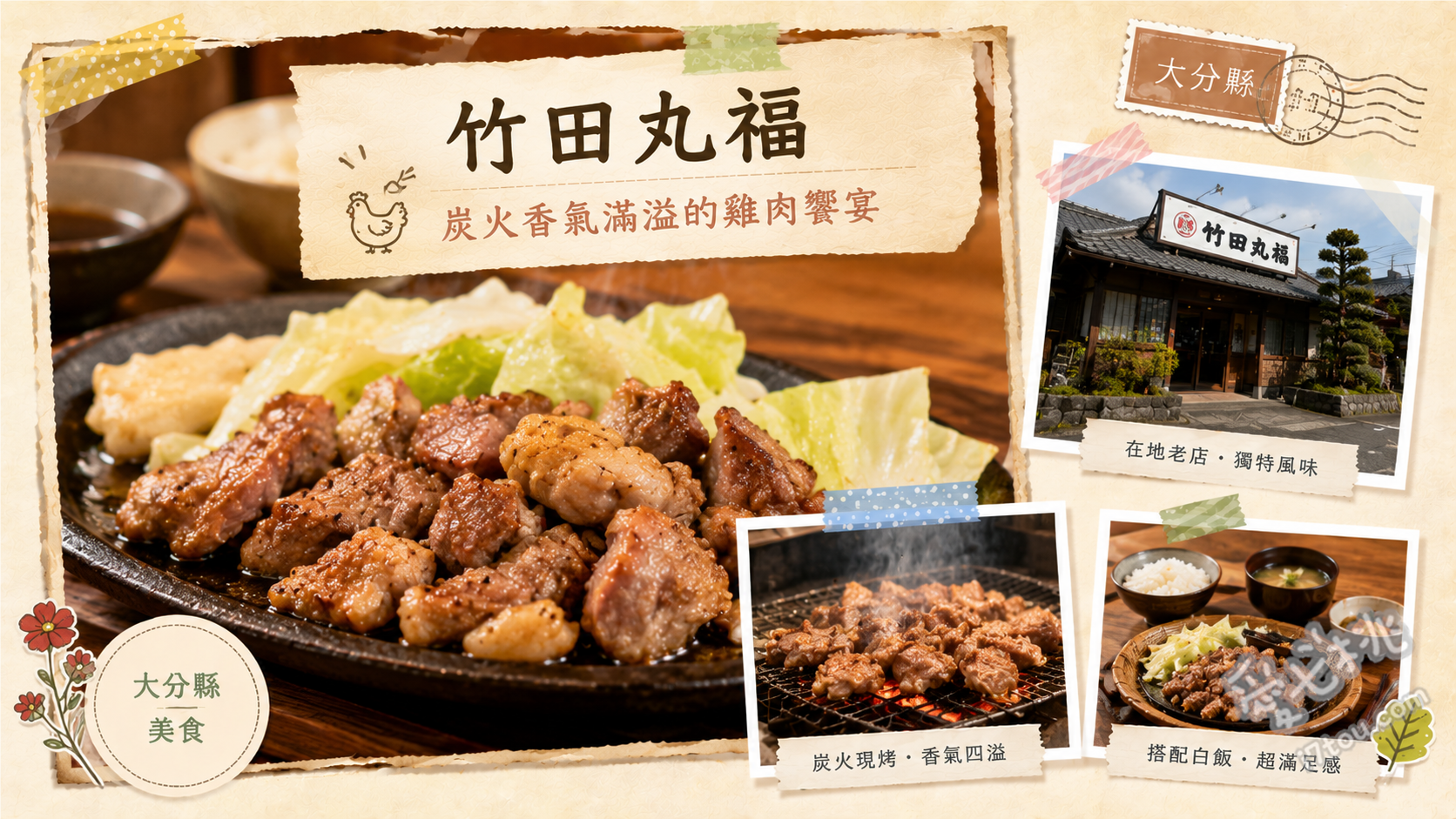 竹田丸福｜大分炸雞聖地！在地人激推B級美食與爆量炒麵 招牌炸全雞腿 (丸福炸雞)、爆量鐵板炒麵、大分名物雞天婦羅 (鳥天)