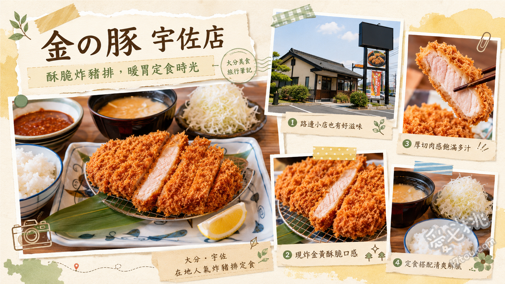 とんかつ金の豚宇佐店|大分必吃超高CP值炸豬排,白飯高麗菜免費續 六白黑豚里肌豬排、厚切里肌豬排定食、低溫炸帶骨豬肋排