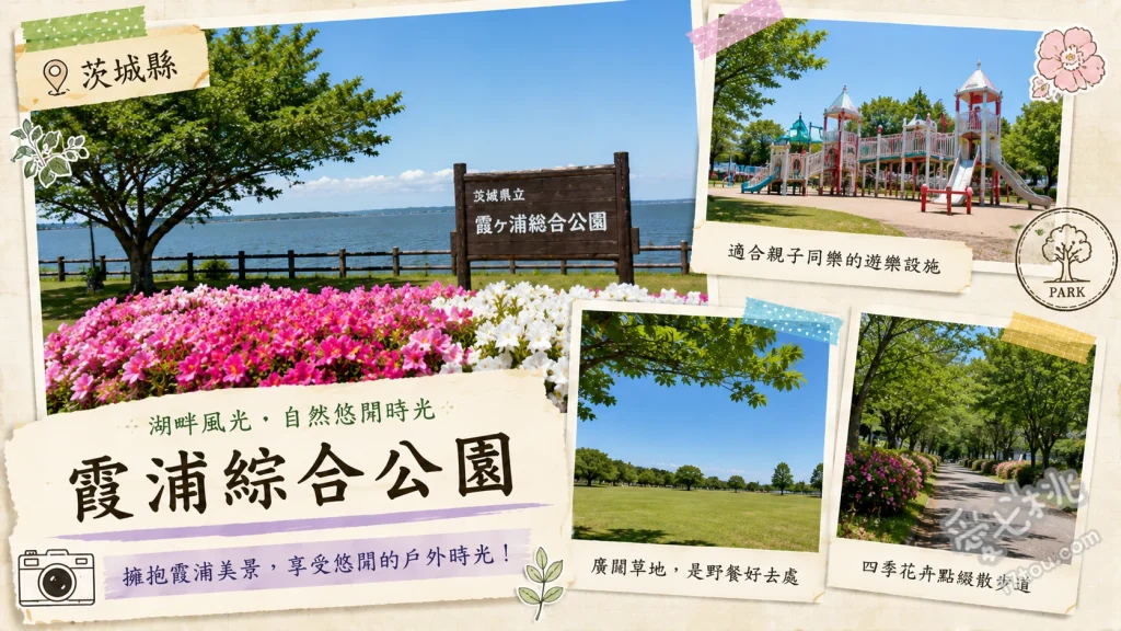 茨城土浦景點｜霞浦綜合公園：絕美荷蘭風車與湖畔單車漫遊 登上荷蘭風車二樓觀景台眺望霞浦湖景、漫步水生植物園欣賞夏季蓮花與四季花卉、沿著霞浦林林單車道騎行享受湖畔微風
