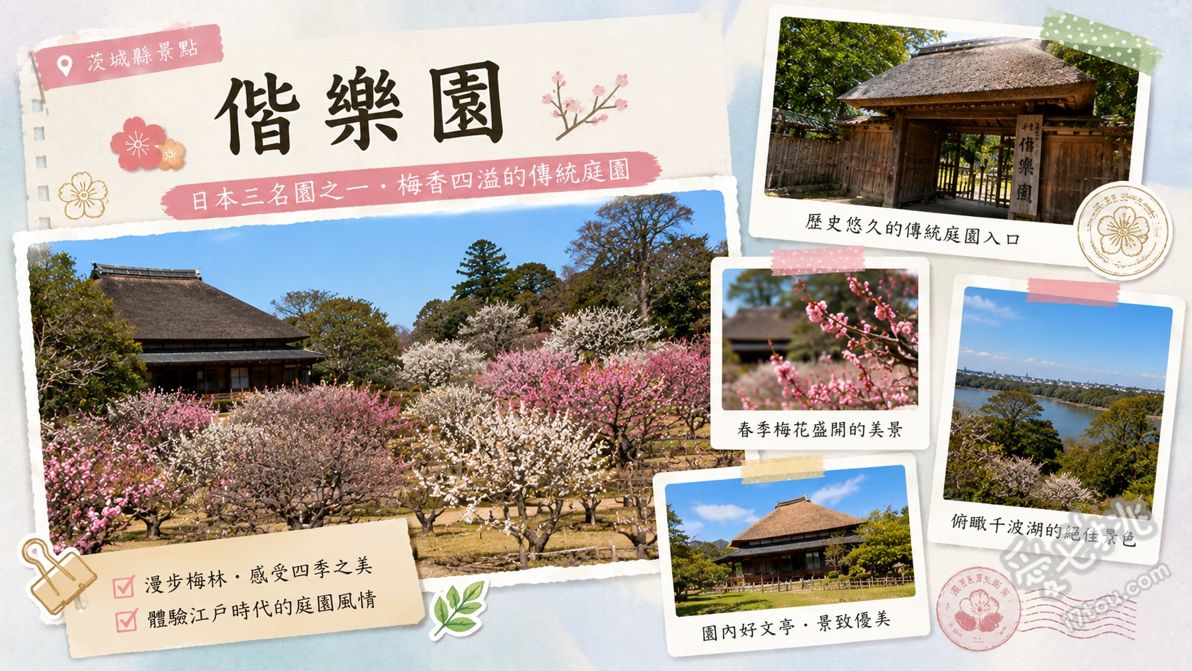 茨城水戶偕樂園｜日本三大名園賞梅約會指南與好文亭絕美取景 漫步孟宗竹林感受靜謐的陰之世界、登好文亭三樓俯瞰千波湖與梅林全景、尋訪水戶六名木與吐玉泉的庭園細節