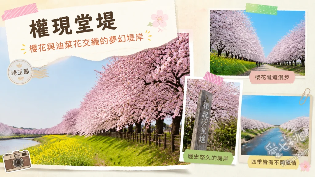 埼玉幸手權現堂堤｜關東必訪賞櫻名所，櫻花與油菜花絕美同框 漫步1公里長的千株櫻花隧道、走入油菜花田捕捉粉黃雙色絕景、初夏欣賞純白安娜貝爾繡球花海
