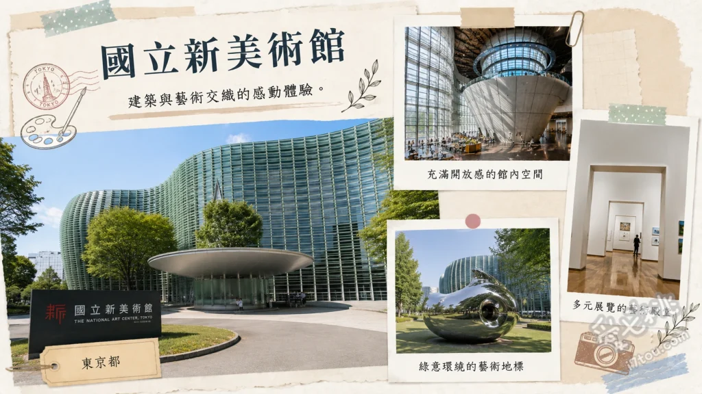 國立新美術館｜六本木必訪，黑川紀章絕美光影建築與動畫聖地 波浪狀玻璃帷幕與光影、巨型倒立圓錐體建築、《你的名字》經典取景地