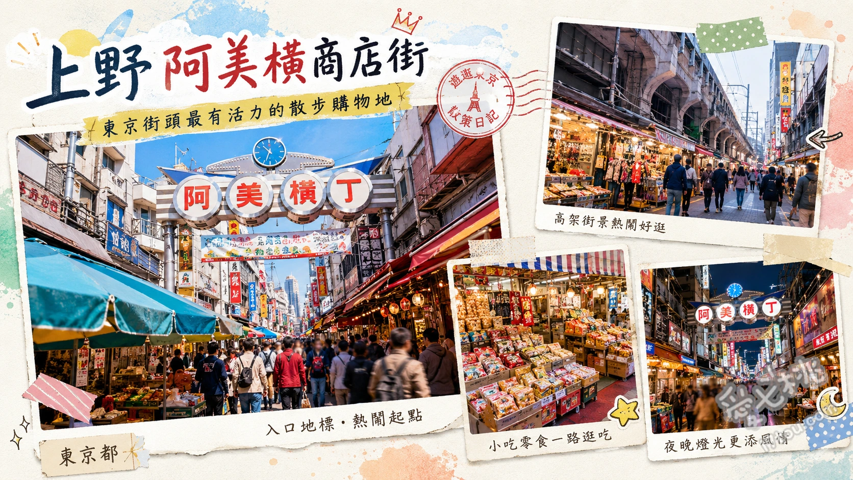 上野阿美橫丁商店街｜走入戰後黑市尋寶，體驗東京昭和煙火氣 參拜摩利支天德大寺、二木的菓子尋寶、美式古著店挖寶