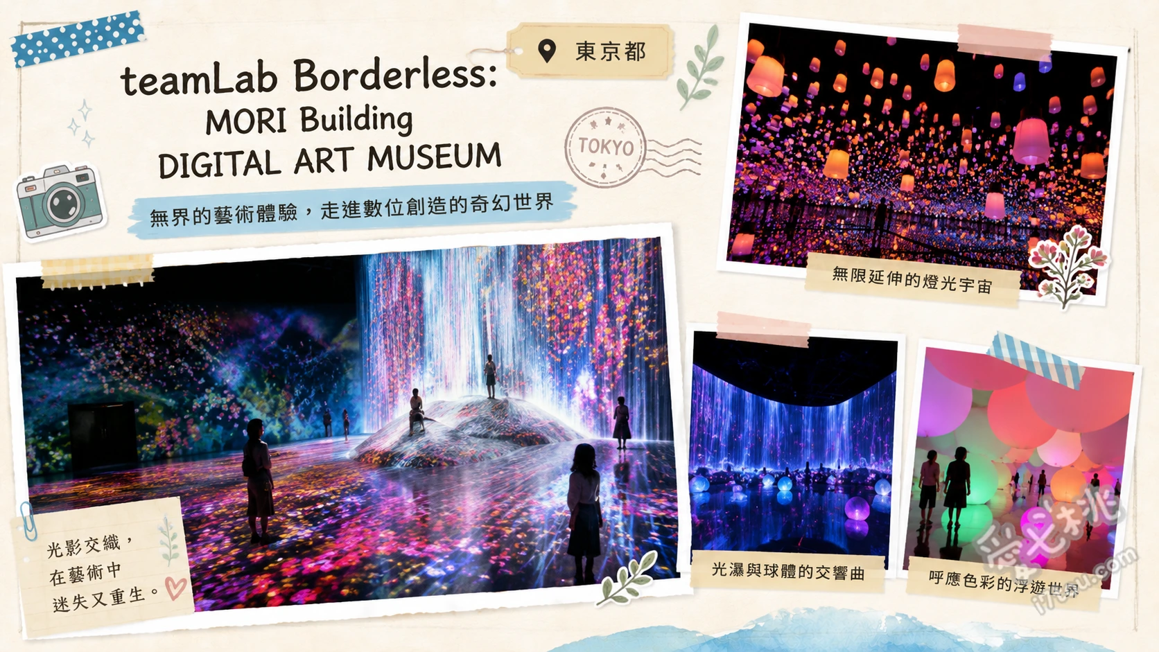 東京麻布台之丘teamLab無界美術館｜必拍亮點與門票預約攻略 泡泡宇宙 (Bubble Universe)、光之雕刻 (Light Sculpture)、彩繪海洋 (Sketch Ocean)