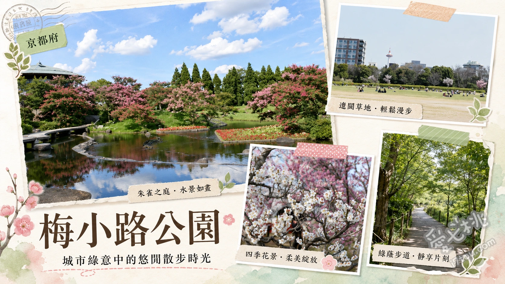 京都梅小路公園｜情侶約會必訪！絕美日式庭園與水族館浪漫半日遊 朱雀之庭水鏡倒影、復古路面電車體驗、芝生廣場野餐漫步