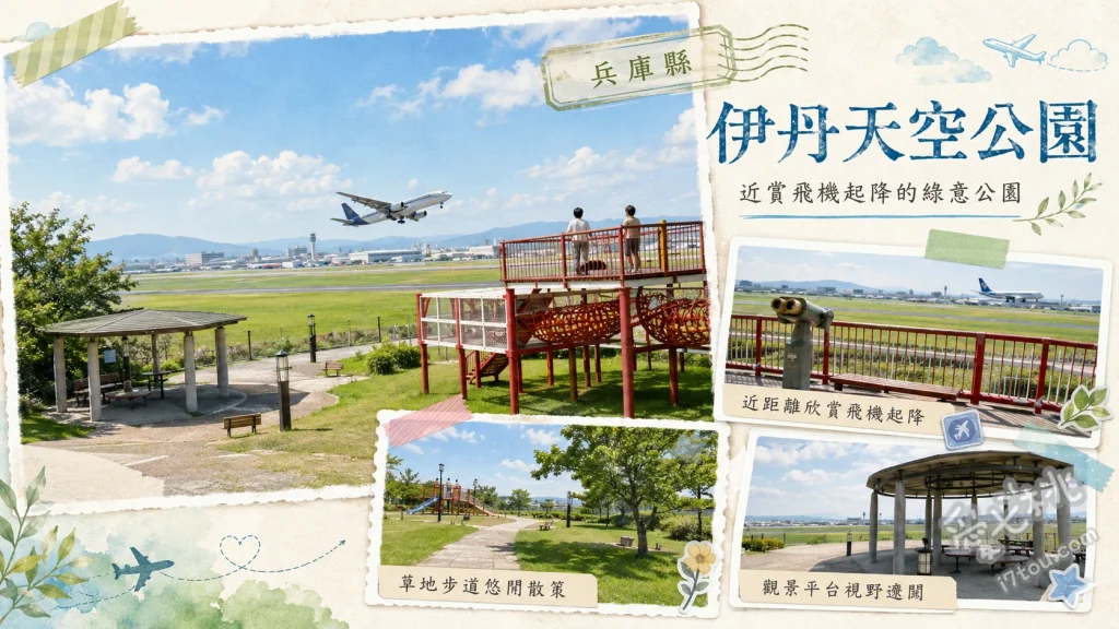 伊丹天空公園｜大阪機場旁超震撼看飛機起降免費親子景點 大空之丘階梯露台、冒險之丘立體迷宮、星空小道夜間點燈