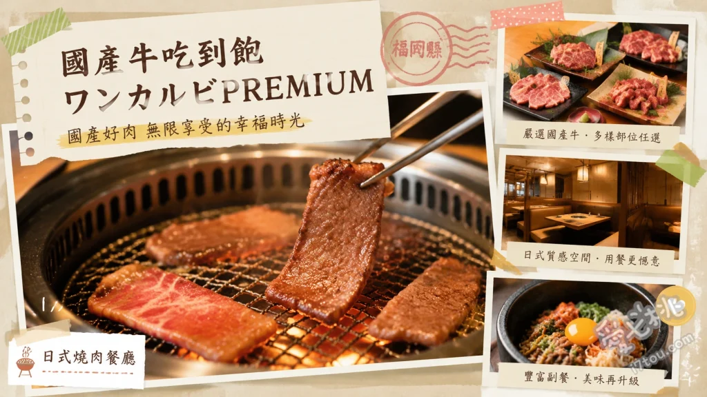 ワンカルビ PREMIUM 天神｜福岡必吃頂級國產牛燒肉吃到飽 特選黑毛和牛五花 (油花分布均勻入口即化)、厚切牛舌 (口感彈牙多汁燒烤必點)、蒜香奶油石鍋拌飯 (香氣撲鼻鍋巴酥脆解膩)
