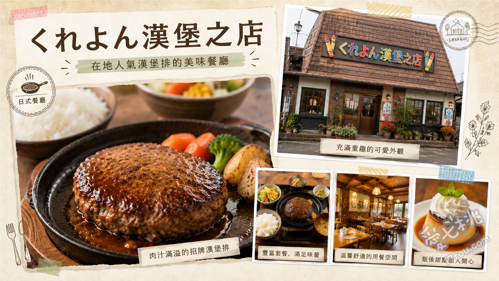 佐賀嬉野美食|くれよん 手作漢堡排,在地老饕必吃爆汁美味 招牌手作漢堡排、くれよんライス (Crayon Rice)、平日限定商業午餐