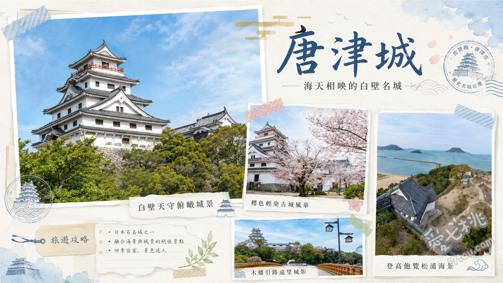 唐津城｜佐賀必訪海濱名城，飽覽虹之松原與紫藤花絕景 天守閣5樓展望台360度海景、春季限定百年紫藤花瀑布、搭乘斜行電梯無痛登城