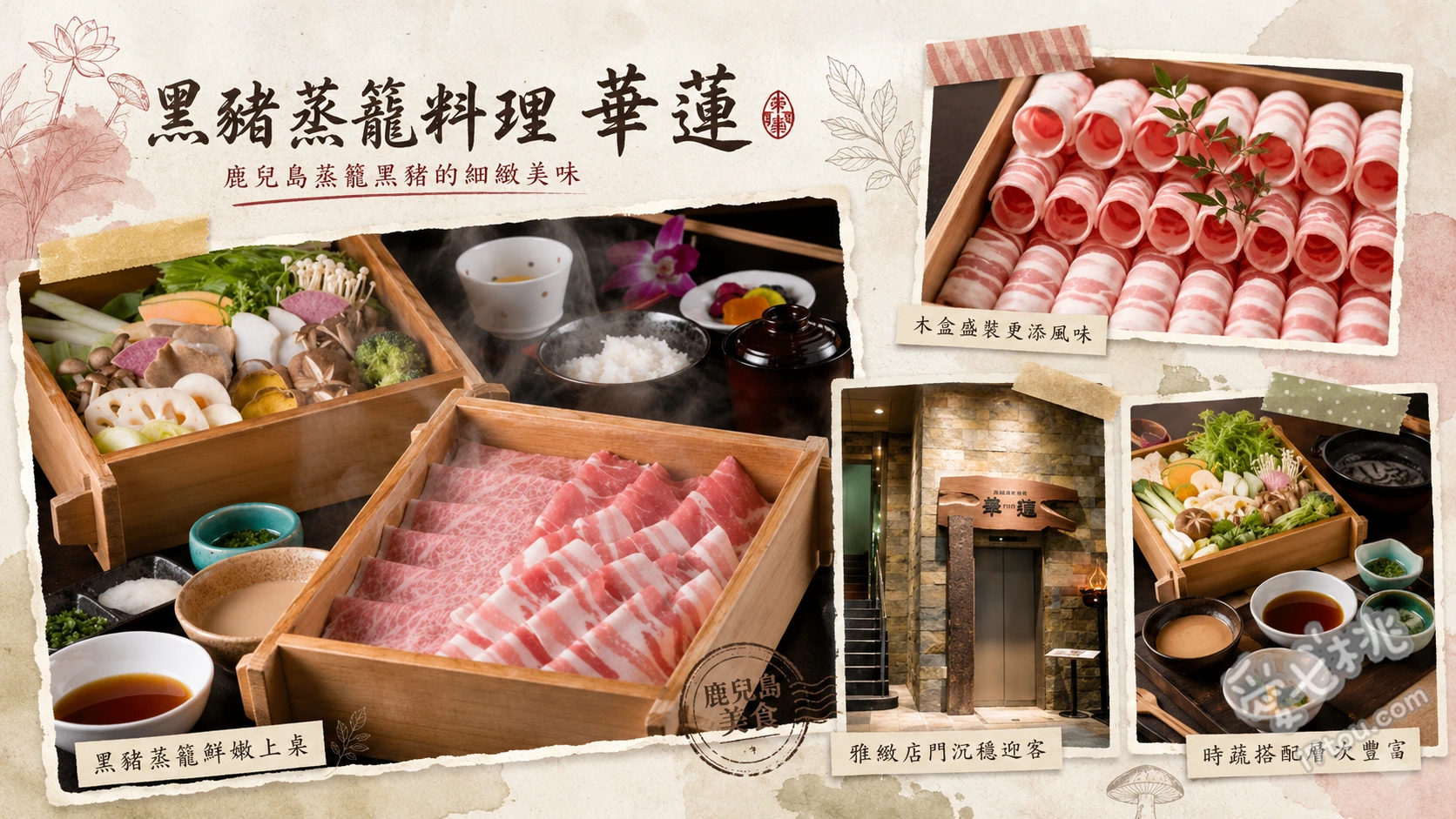 鹿兒島華蓮｜JA直營！極上黑豬黑牛蒸籠料理與涮涮鍋 極上鹿兒島黑牛黑豚風味蒸籠、鹿兒島黑牛涮涮鍋、華御膳