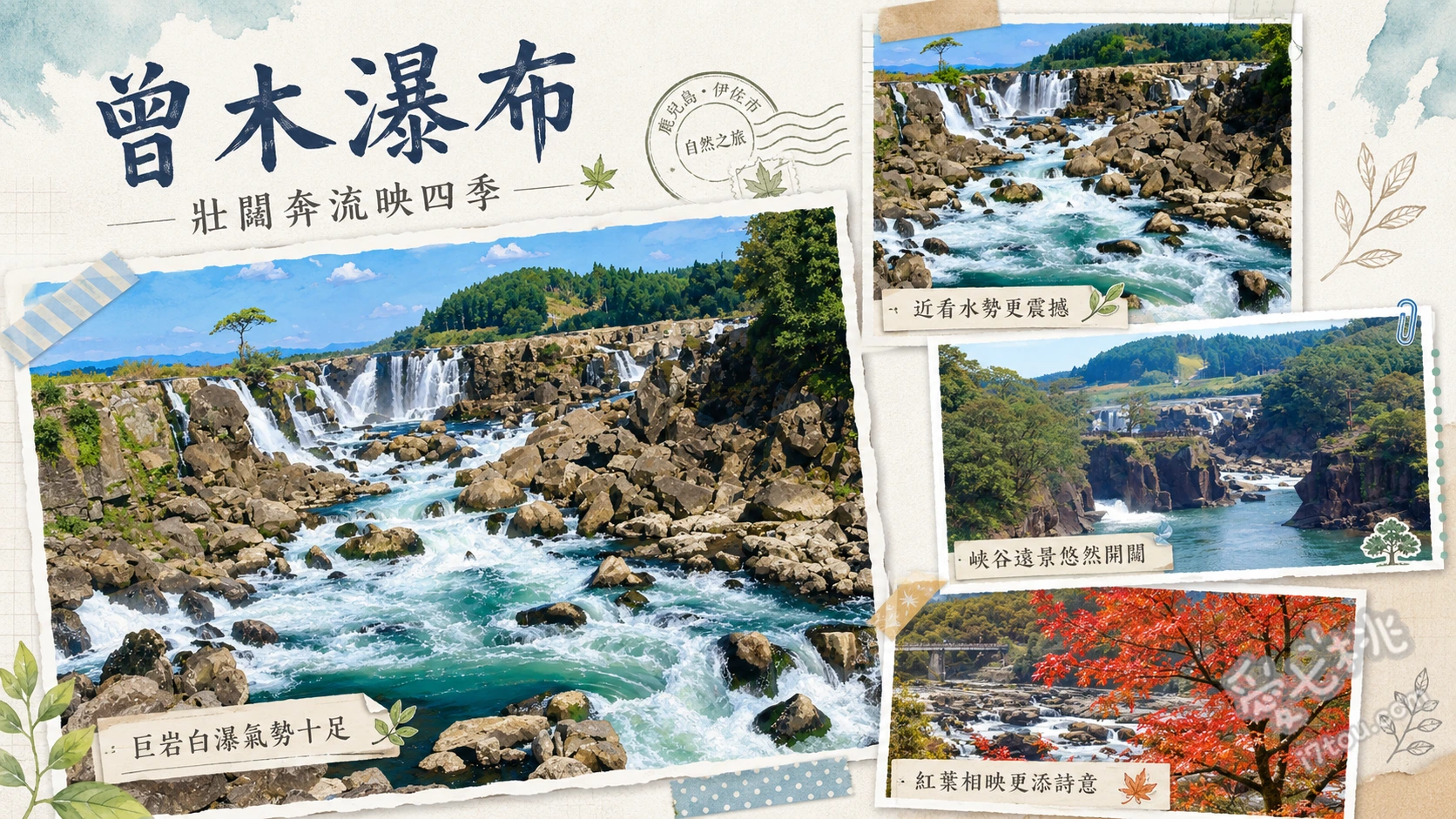 曾木瀑布｜鹿兒島東洋尼加拉瀑布，免費紅葉絕景與發電廠遺構 曾木瀑布透明玻璃觀景台、曾木發電廠遺構、清水神社與心型繪馬