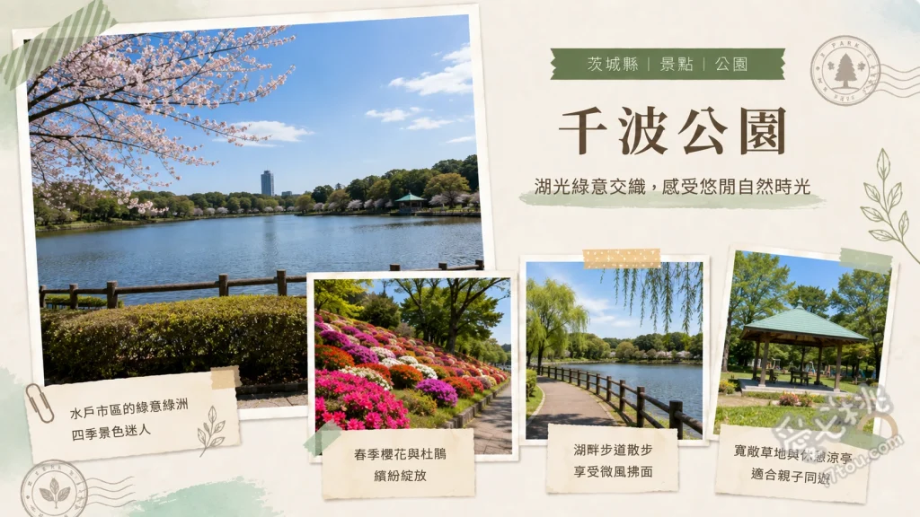 茨城千波公園｜水戶文青必訪水岸綠洲，與黑天鵝浪漫相伴 漫步3公里環湖步道賞櫻花與湖景、租借天鵝船與黑白天鵝近距離互動、朝聖D51型蒸汽火車頭與水戶黃門銅像
