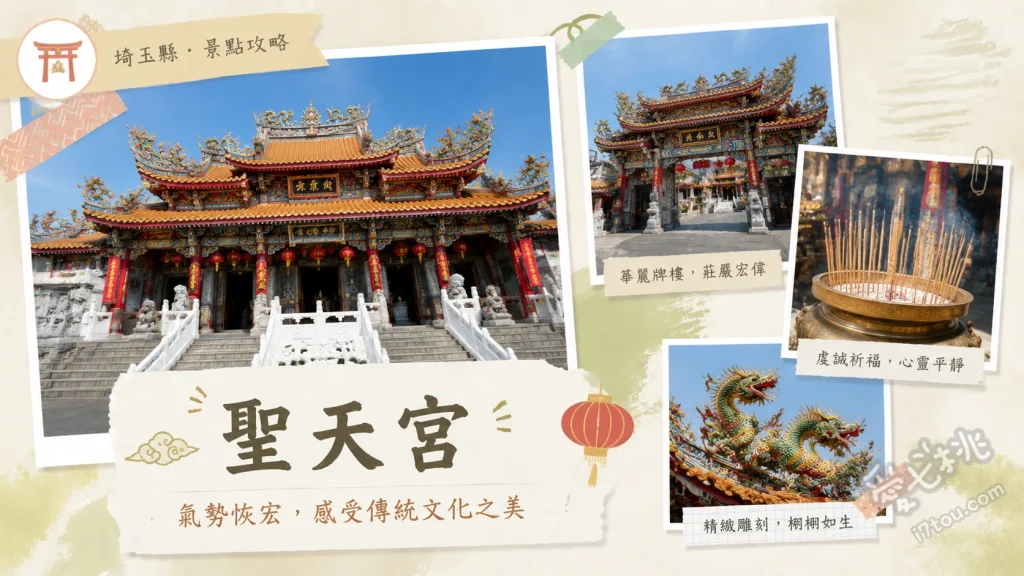 埼玉聖天宮｜日本最大台灣道教廟宇，情侶打卡異國約會聖地 尋找五千條精雕細琢的立體神龍、體驗道地台灣傳統擲筊求籤、欣賞太極天井與色彩斑斕的本殿建築