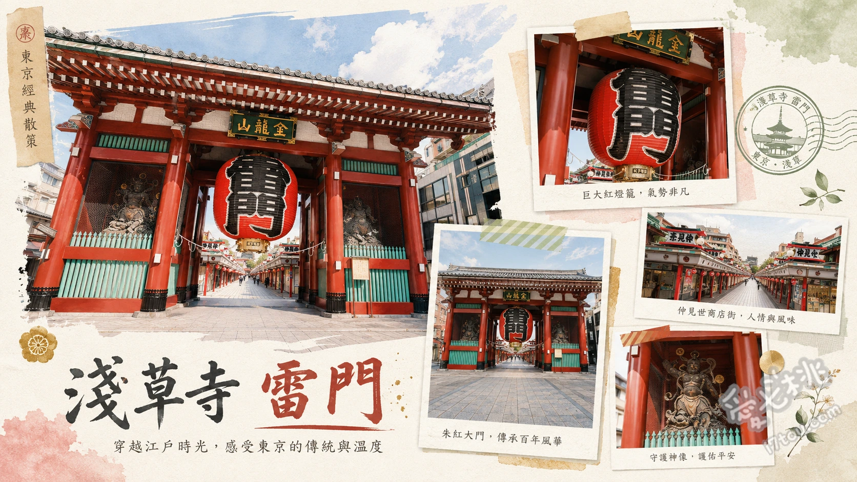 淺草寺雷門|東京最古老寺廟,越夜越美麗的點燈夜景與晴空塔 雷門與大燈籠、仲見世通鐵捲門壁畫、淺草文化觀光中心八樓免費展望台