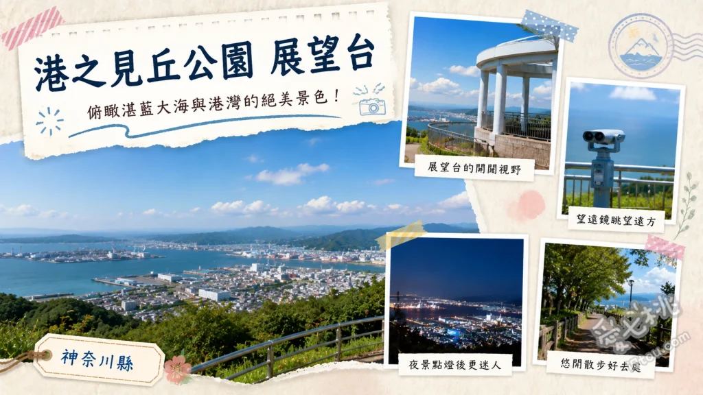 橫濱港之見丘公園展望台｜飽覽海灣大橋絕景與浪漫玫瑰園 展望台遠眺橫濱海灣大橋與港區全景[1.1.1]、漫步英國玫瑰園欣賞春秋兩季花海、尋找來自紅花坂的國際信號旗