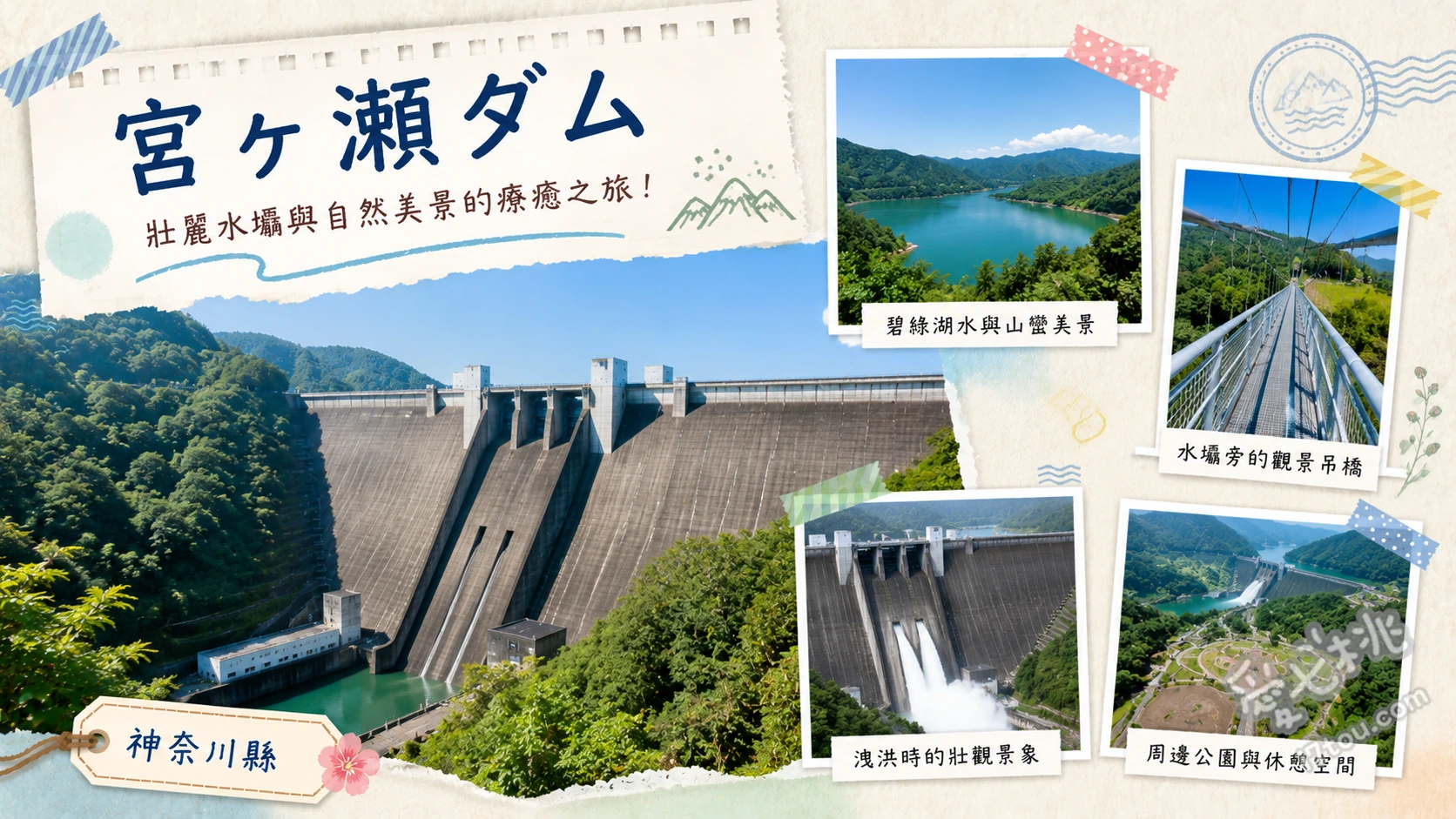 宮瀨水壩|關東最大級水壩!免費搭電梯賞絕景與震撼洩洪 近距離感受156公尺高壩頂的壯闊視野、搭乘免費電梯或傾斜纜車穿梭水壩上下、參觀水能館了解水力發電與歷史