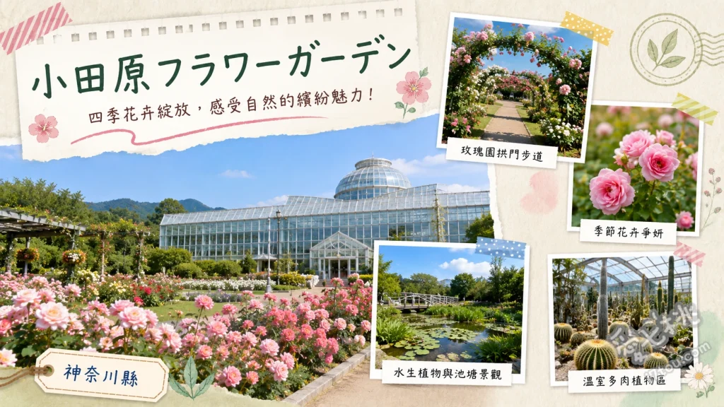 小田原花卉公園｜四季賞花免費入園，熱帶溫室與梅花絕景 溪流梅園 (早春500株梅花)、熱帶圓頂溫室 (300種熱帶植物)、春秋玫瑰園 (160品種玫瑰)