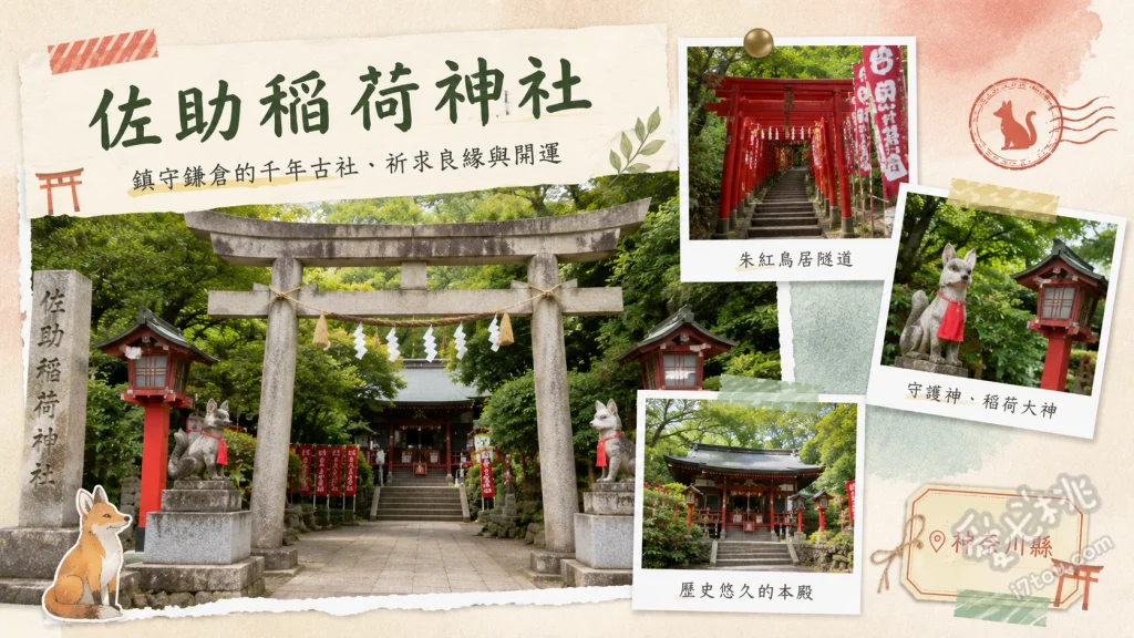 佐助稻荷神社｜鎌倉隱藏版千本鳥居秘境，尋訪白狐傳說與求職強運 朱紅鳥居隧道、白狐（靈狐）石像群、十一面觀世音菩薩（結緣）