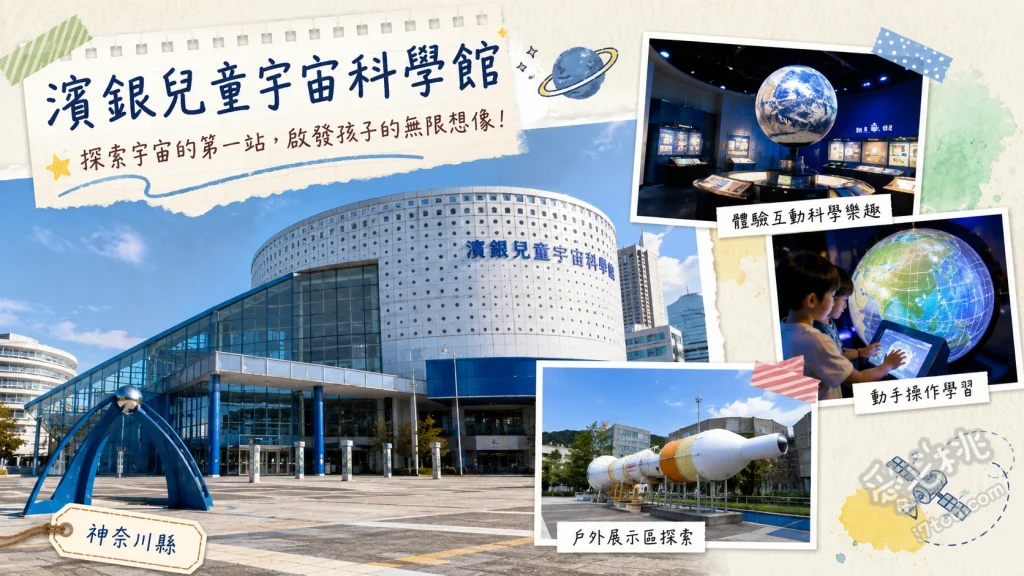 濱銀兒童宇宙科學館｜橫濱超人氣親子放電太空船景點 3樓宇宙訓練室：體驗月面跳躍與超大型行星健身房、5樓宇宙船長室：親手觸摸重達500公斤的真實隕石、1樓宇宙劇場：在23公尺巨大圓頂下觀賞震撼星空