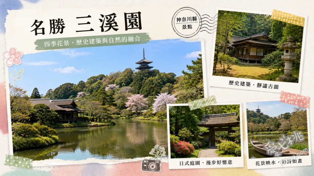 橫濱三溪園｜穿越京都的百年日式庭園，絕美紅葉與櫻花打卡秘境 舊燈明寺三重塔、臨春閣與內苑庭園、舊矢箆原家住宅（合掌造）