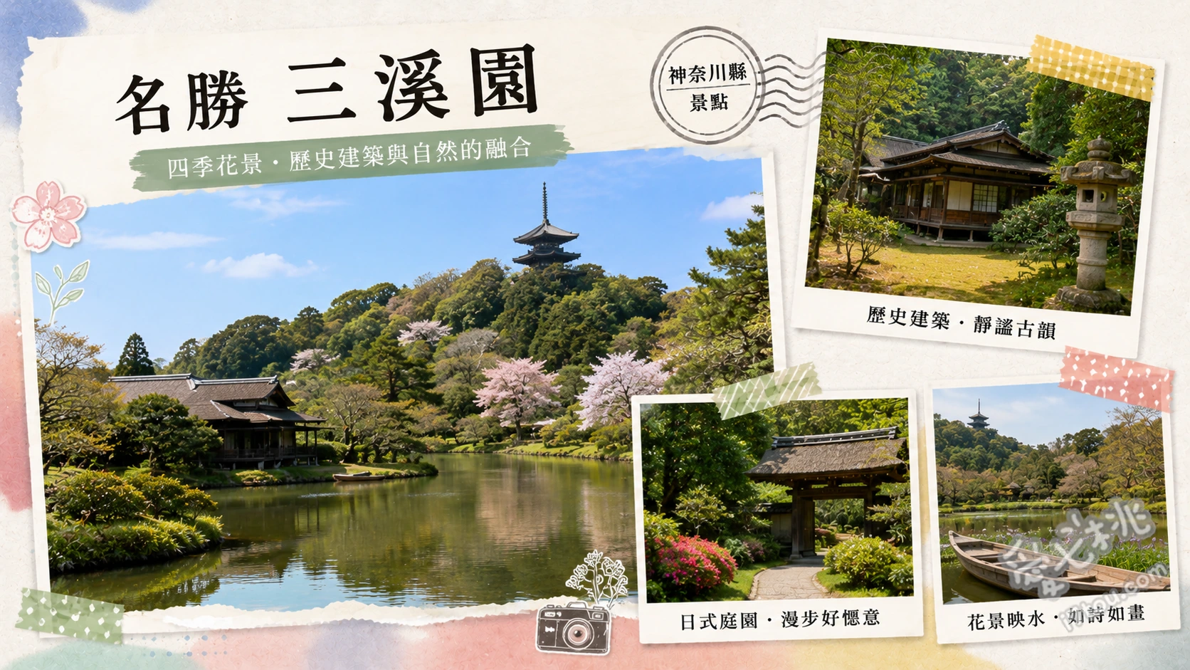 橫濱三溪園｜穿越京都的百年日式庭園，絕美紅葉與櫻花打卡秘境 舊燈明寺三重塔、臨春閣與內苑庭園、舊矢箆原家住宅（合掌造）