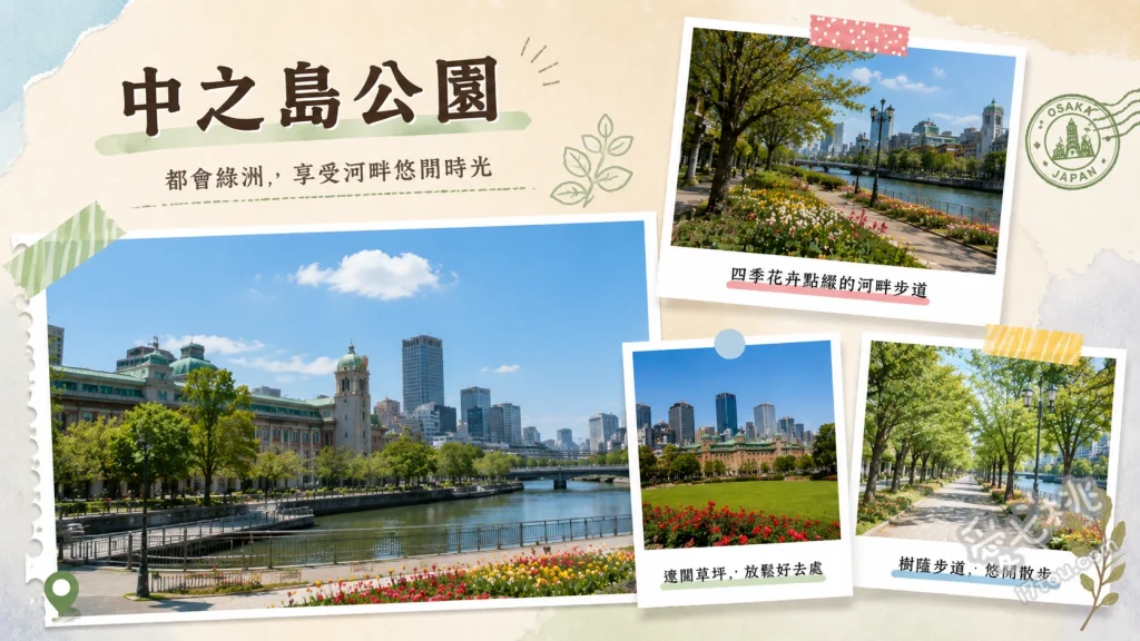大阪中之島公園｜市中心絕美河畔玫瑰園與百年建築夜景 漫步堂島川畔欣賞中央公會堂與圖書館的百年復古建築、在擁有310種、3700株花卉的玫瑰園中拍下繽紛美照、入夜後欣賞水岸點燈與都會大樓交織的浪漫夜景