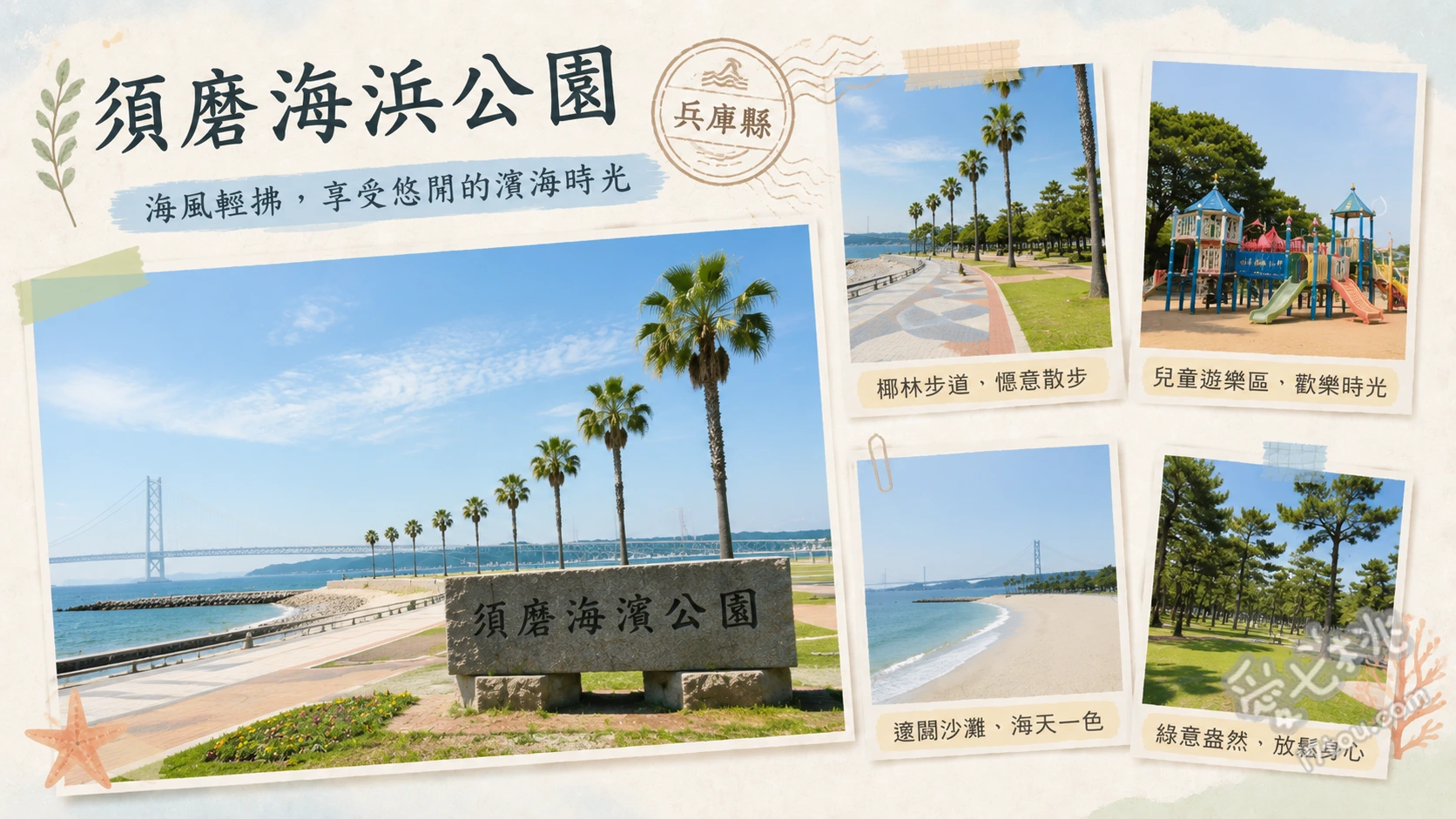 兵庫神戶須磨海濱公園｜最新海洋世界與絕美海灘一日遊 神戶須磨海洋世界虎鯨與海豚秀、須磨海岸沙灘漫步與明石海峽大橋遠眺、松之杜村海景餐廳與共融遊戲場