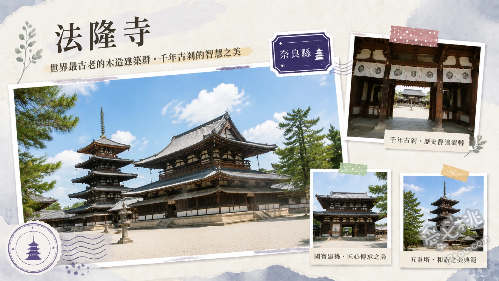 法隆寺｜世界最古木造建築，奈良斑鳩必訪國寶級世界遺產 西院伽藍五重塔與金堂、大寶藏院百濟觀音像、東院伽藍夢殿