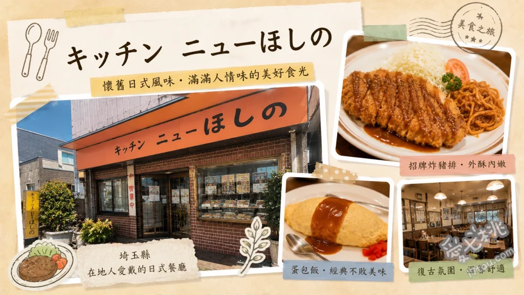 キッチンニューほしの｜大宮市場必吃巨無霸炸豬排咖哩 特薦巨無霸炸豬排咖哩飯、蓬鬆流心蛋漢堡排牛肉燴飯、懷舊拿坡里義大利麵