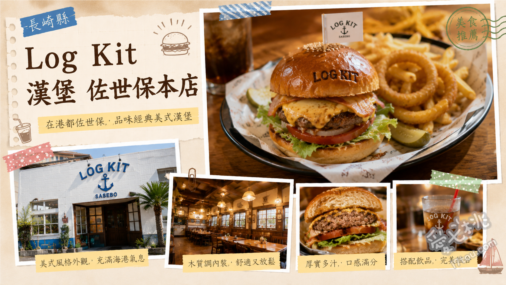 Log Kit 漢堡 佐世保本店｜長崎必吃巨無霸美式漢堡 特製漢堡、培根蛋漢堡、女士套餐