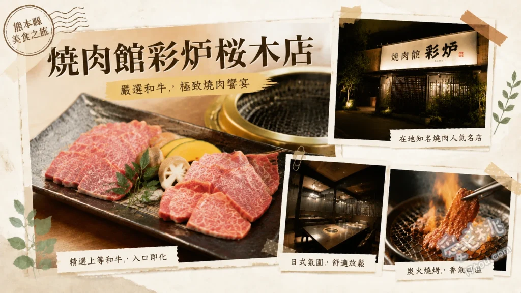 焼肉館彩炉櫻木店｜熊本高CP值燒肉，沙拉吧甜點吃到飽 彩爐牛五花套餐、壺醃內臟、甜點百匯
