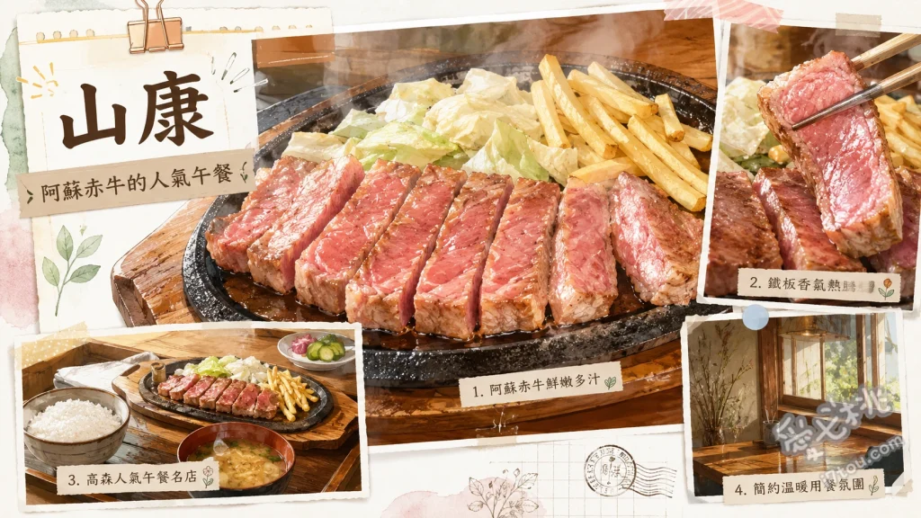 阿蘇高森美食｜やま康 (山康) 必吃赤牛蓋飯與排隊攻略 気まぐれメガあか牛丼 (特大赤牛蓋飯)、あか牛サーロインステーキ (赤牛沙朗牛排)、免費自取醃漬野菜 (無限供應)