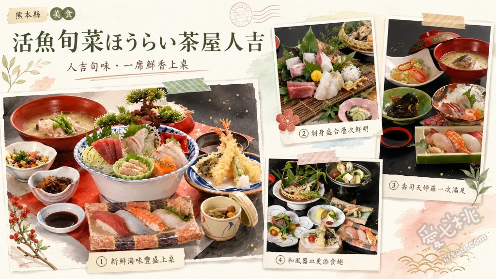 活魚旬菜 ほうらい茶屋 人吉店｜熊本水族館級海鮮餐廳 海鮮丼與天婦羅御膳、呼子烏賊活造、壽司御膳