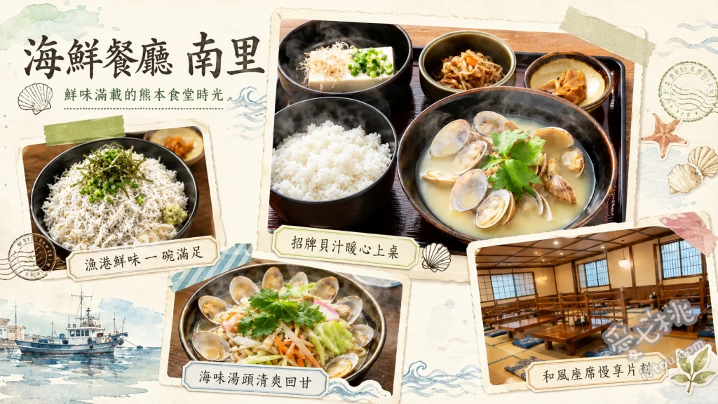 熊本水俣必吃｜貝汁味處南里：米其林推薦海鮮湯與釜飯 招牌白味噌蛤蜊湯、海鮮釜飯套餐、漁夫吻仔魚蓋飯