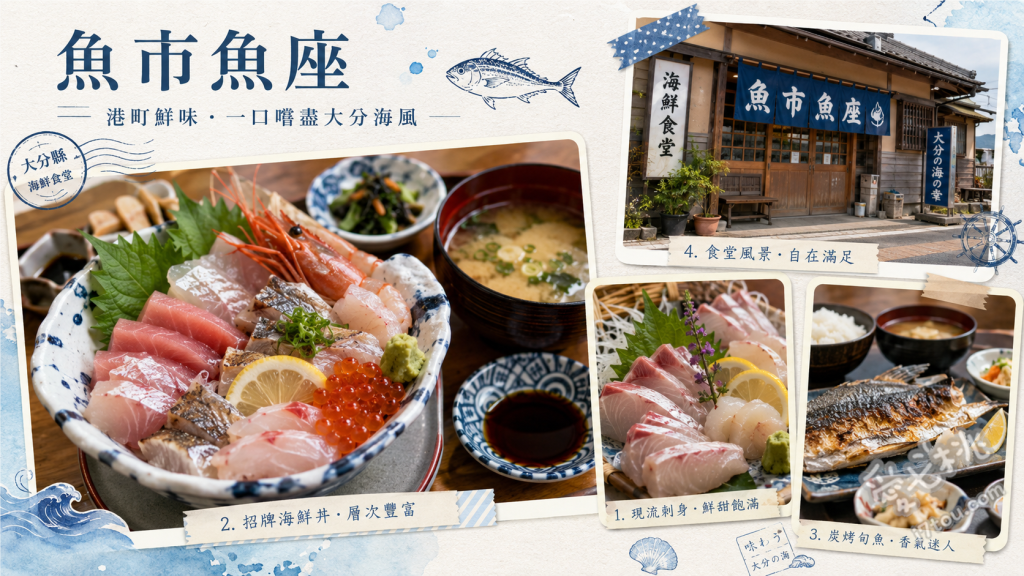 魚市魚座｜大分杵築必吃海鮮炭火燒，守江灣牡蠣產地直送 守江灣產烤牡蠣、魚市御膳（炸全魚定食）、活海螺與活鮑魚炭火燒