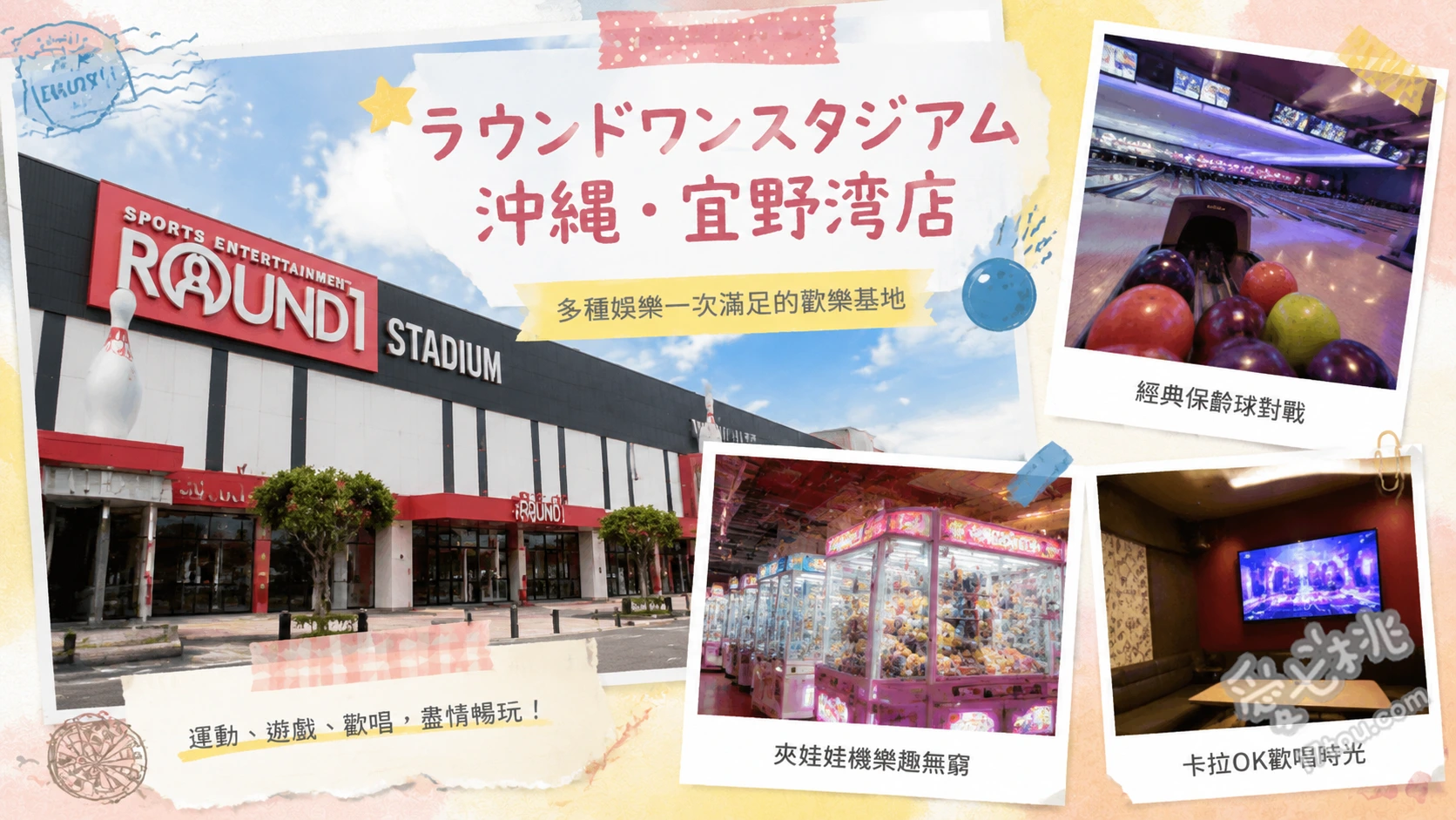 沖繩宜野灣Round 1 Stadium|室內親子放電樂園全攻略 5樓Kids Park巨大球池與幼兒專屬遊樂區、4至7樓Spo-cha室內直排輪與平衡車體驗、1樓超大型夾娃娃機與大頭貼機台區