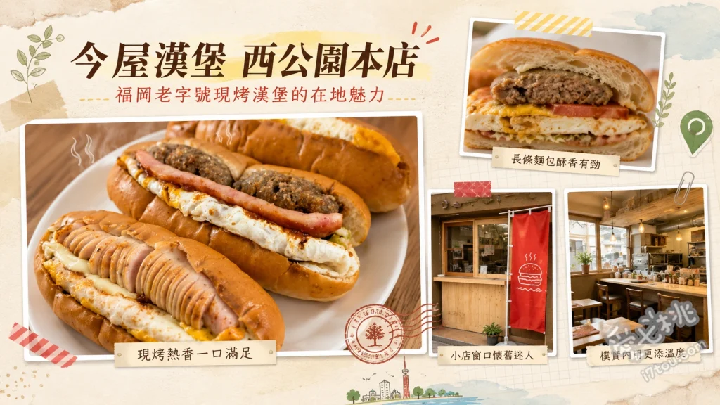 今屋漢堡西公園本店｜福岡必吃排隊熱狗堡，在地50年靈魂美食 法蘭克熱狗煎蛋起司堡、煎蛋起司漢堡排堡、綜合煎蛋堡
