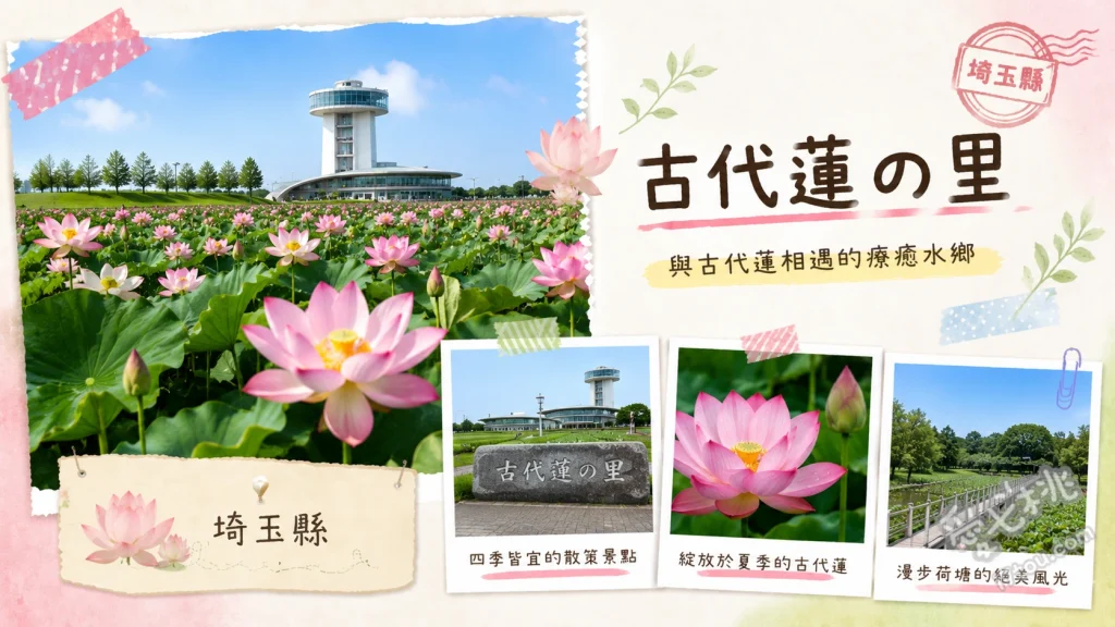 古代蓮之里｜埼玉行田景點，世界最大稻田彩繪與蓮花絕景 登上五十公尺高的行田塔俯瞰巨型稻田彩繪、清晨漫步於種植四十二種古代蓮花的生態池、參觀古代蓮會館內的自然生態立體透視模型